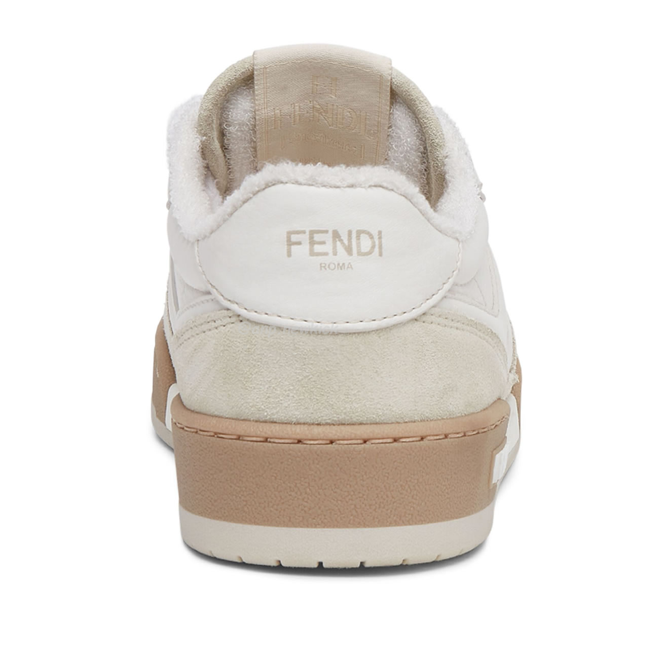 Fendi Match Cream Black White Suede And Leather Low Top Sneakers (5) - www.newkick.vip